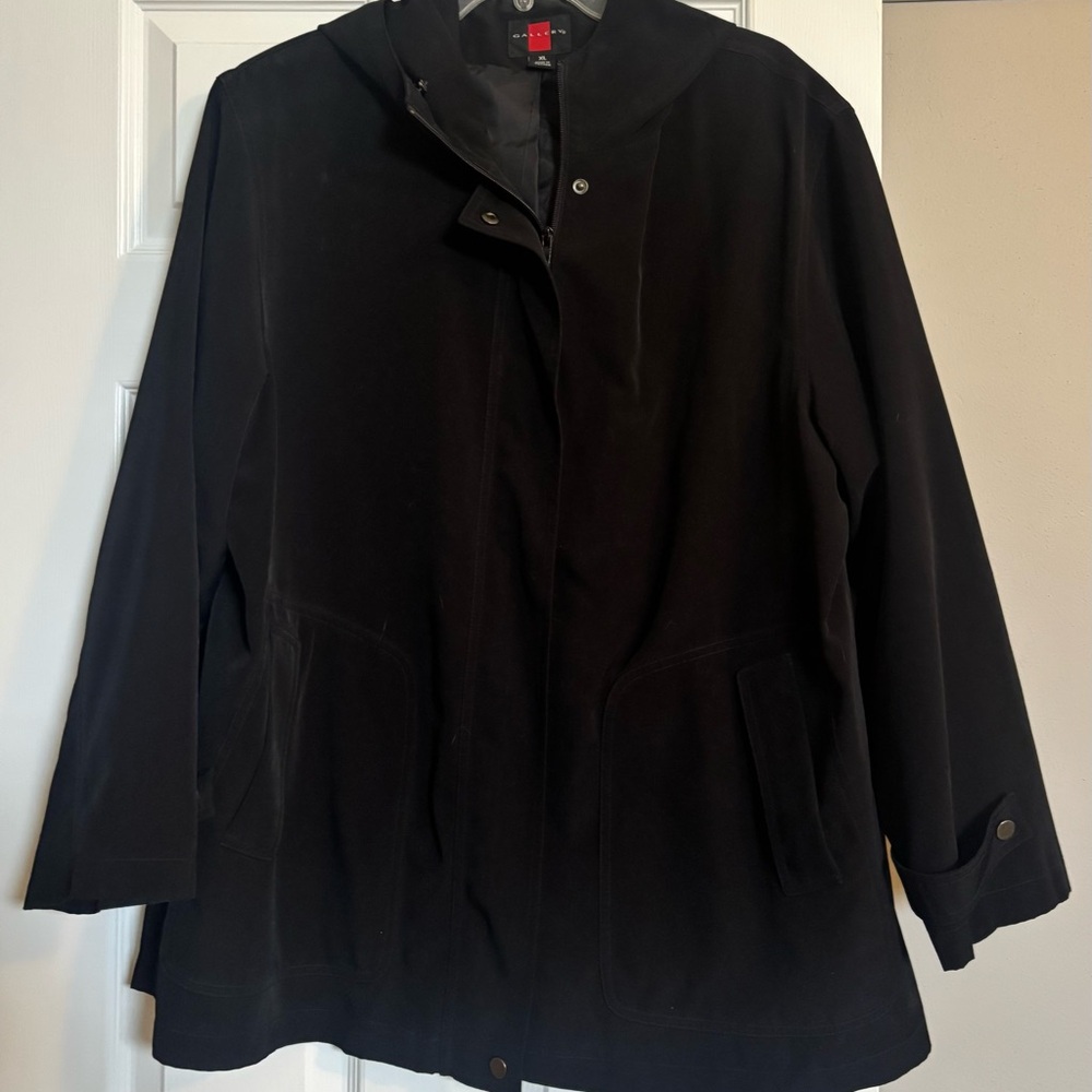 Gallery Black Spring Coat w/ Hood
